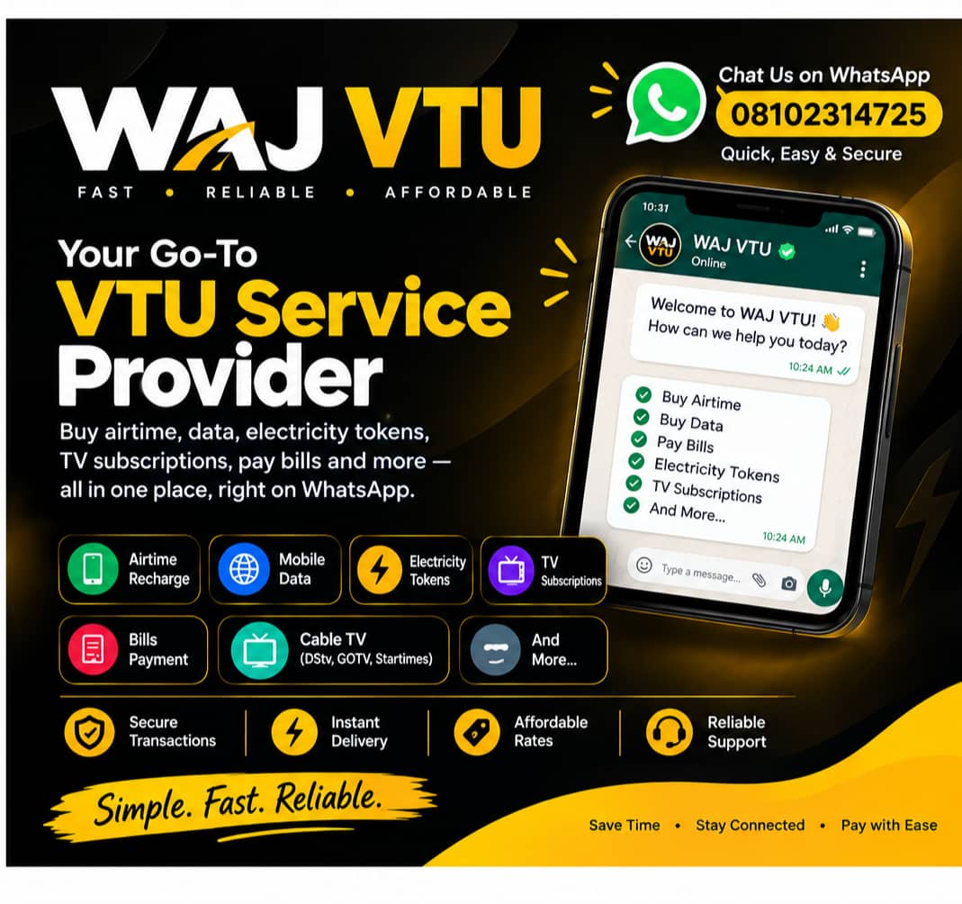 WAJ VTU data, airtime, bills and TV services
